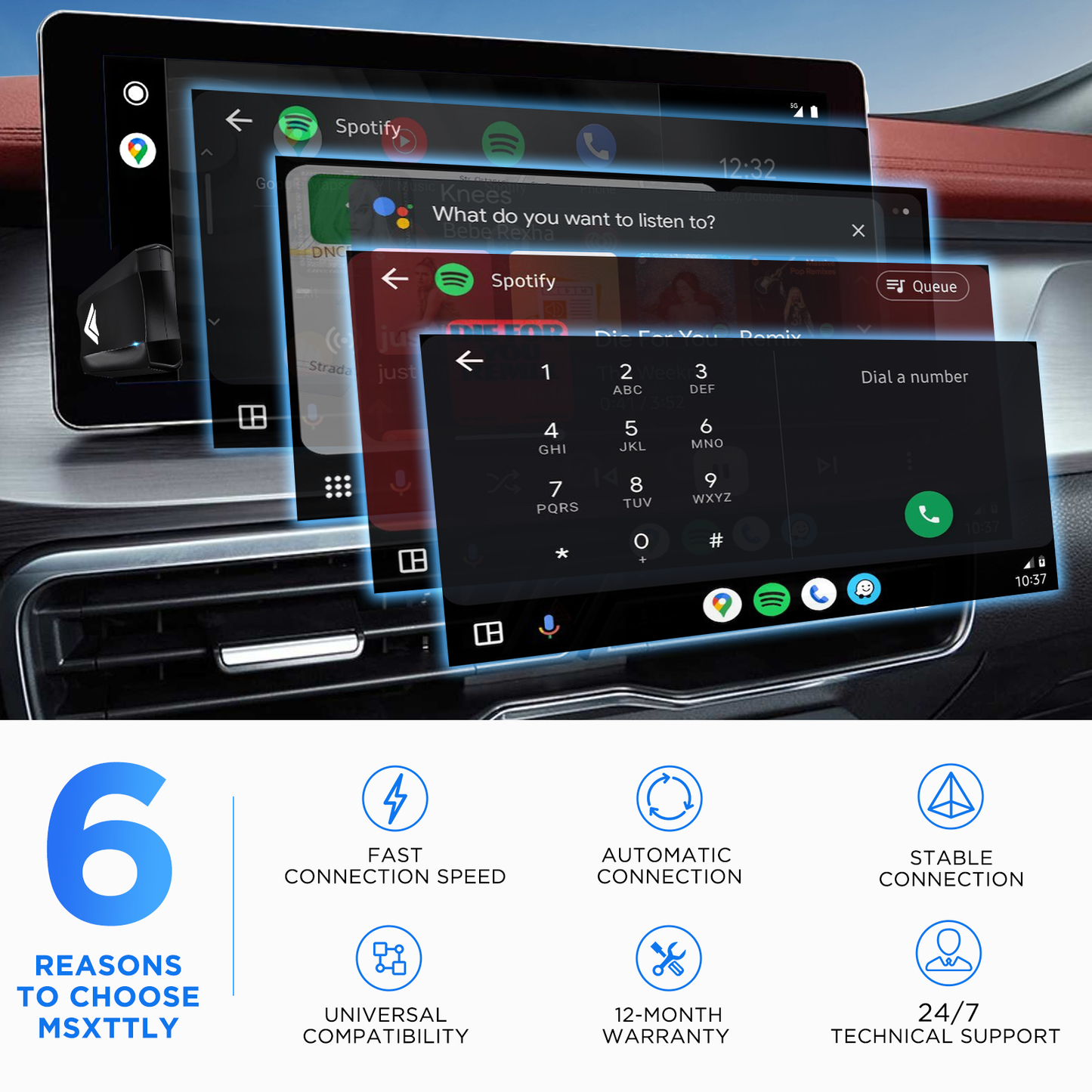 MSXTTLY U2A-AIR Android Auto Wireless Adapter